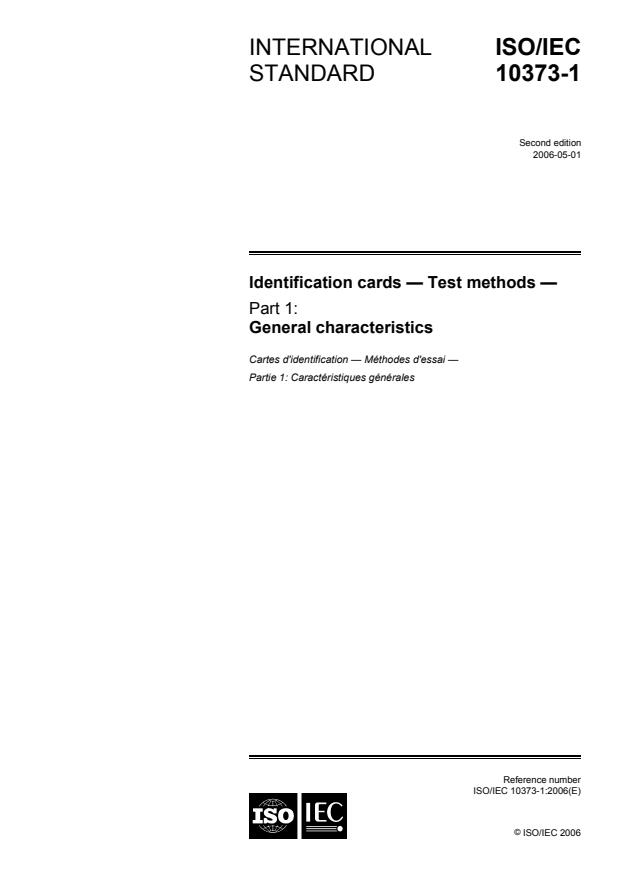 ISO/IEC 10373-1:2006 - Identification cards -- Test methods