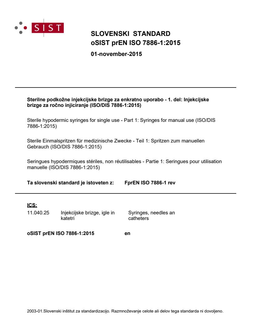 prEN ISO 7886-1:2015