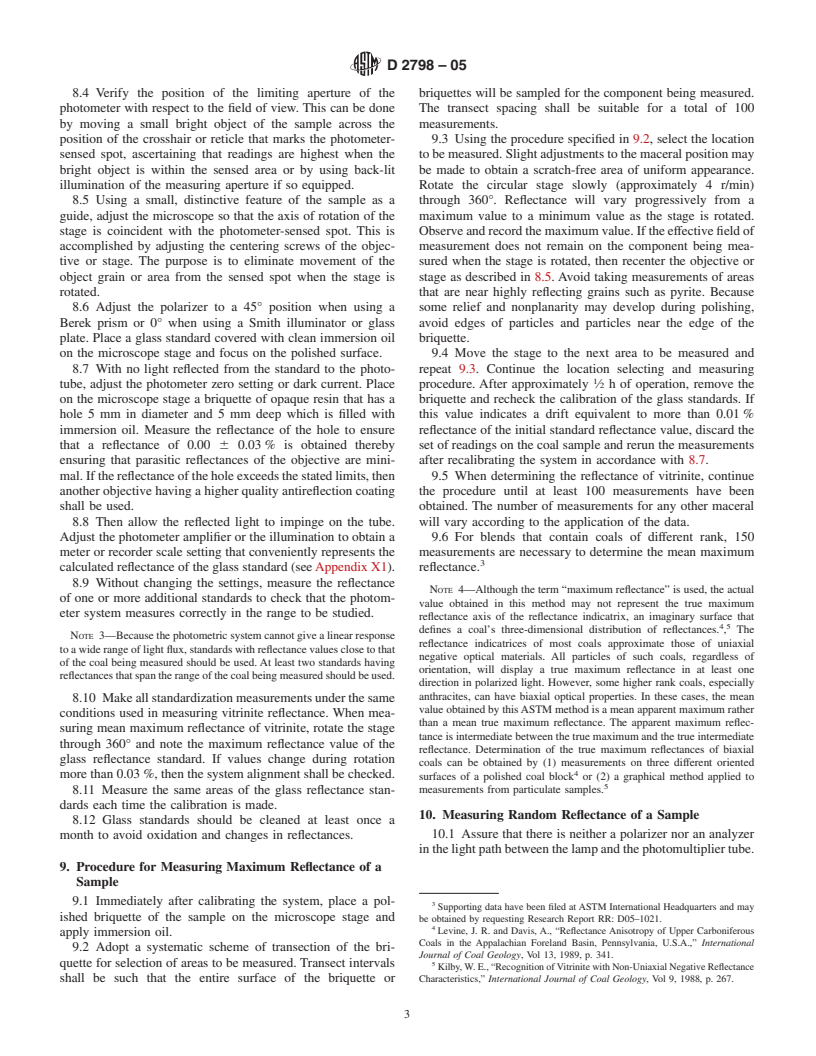 ASTM D2798-05 - Standard Test Method for Microscopical Determination of the Vitrinite Reflectance of Coal