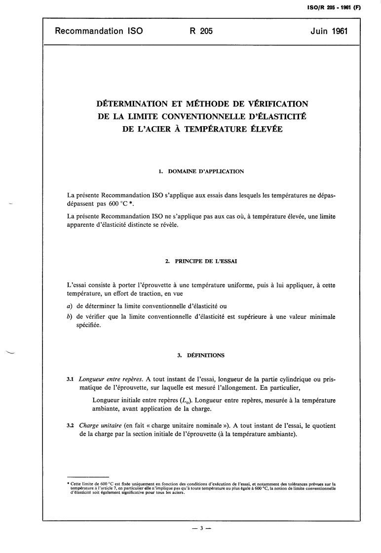 ISO/R 205:1961 - Determination of proof stress and proving test for steel at elevated temperature
Released:12/1/1961