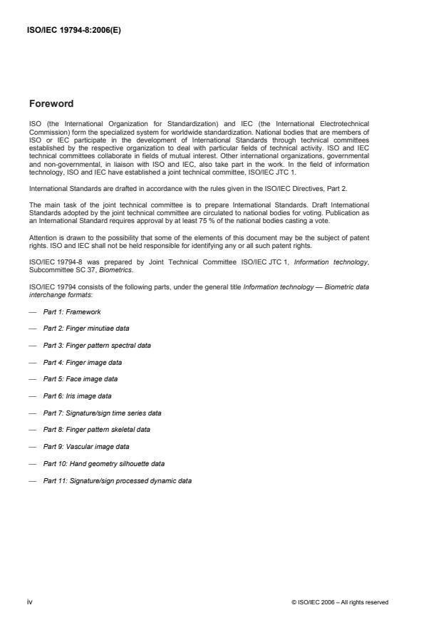 ISO/IEC 19794-8:2006 ISO/IEC 19794-8:2006 - Information technology -- Biometric data interchange formats - Page 4 preview
