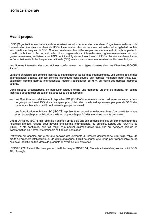 ISO/TS 22117:2010 ISO/TS 22117:2010 - Microbiologie des aliments -- Exigences spécifiques et lignes directrices pour les essais d'aptitude par comparaison interlaboratoires - Page 4 preview