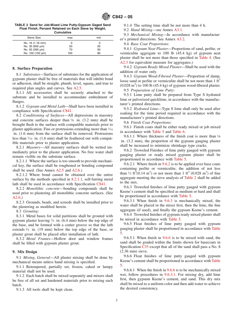 ASTM C842-05 - Standard Specification for Application of Interior Gypsum Plaster