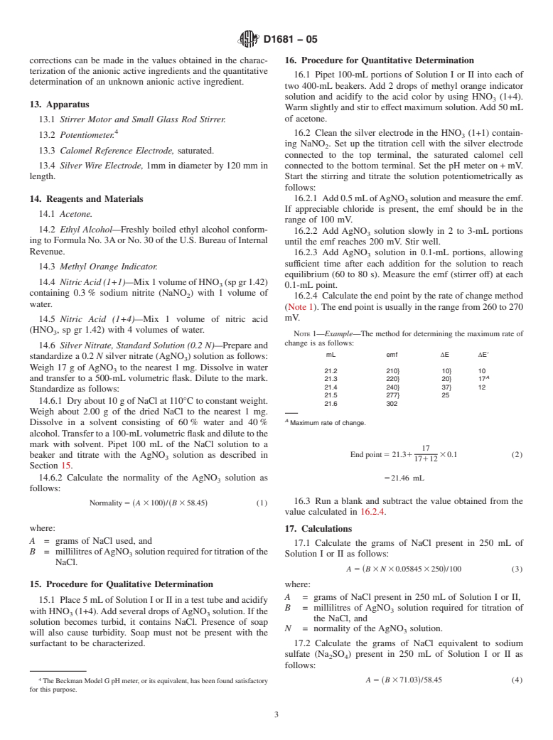 ASTM D1681-05 - Standard Test Method for Synthetic Anionic Active Ingredient in Detergents by Cationic Titration Procedure