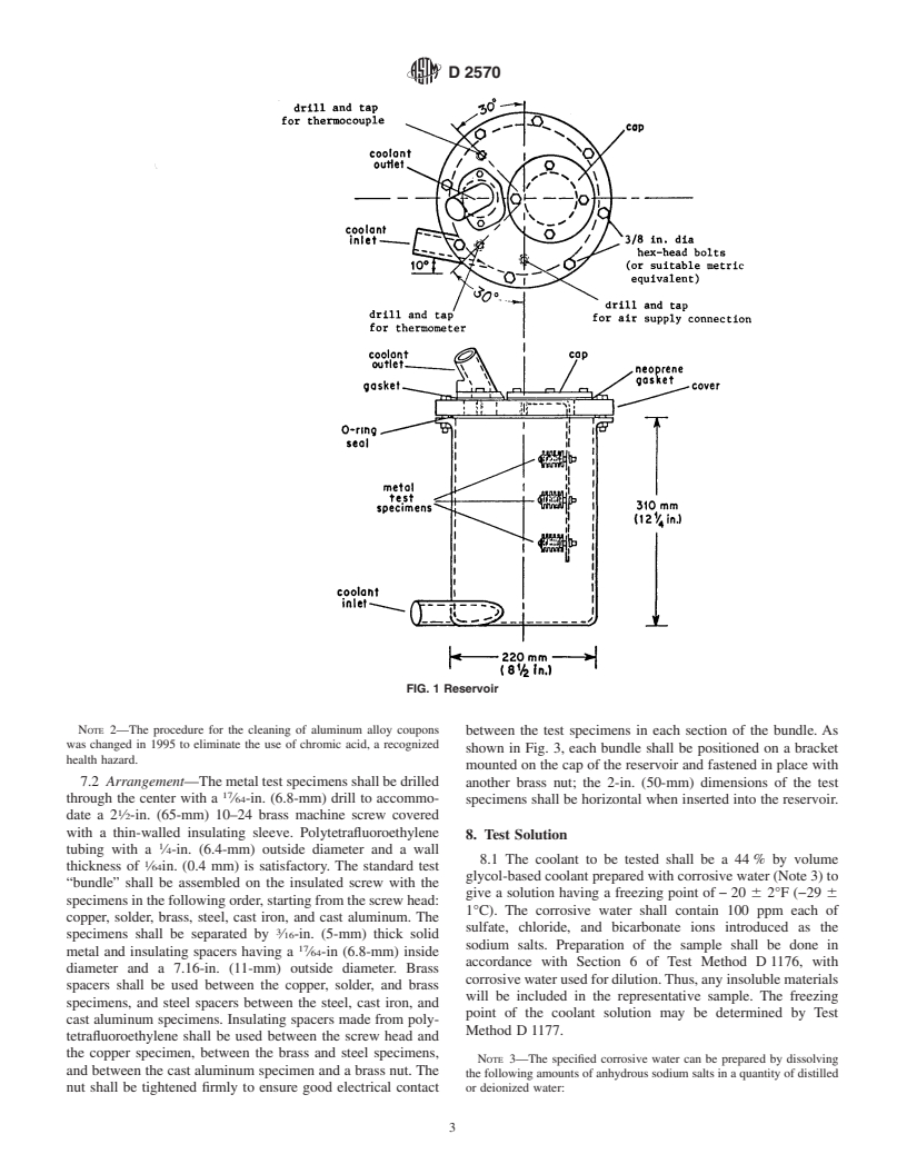 ASTM D2570-96(2002) - Standard Test Method for Simulated Service Corrosion Testing of Engine Coolants