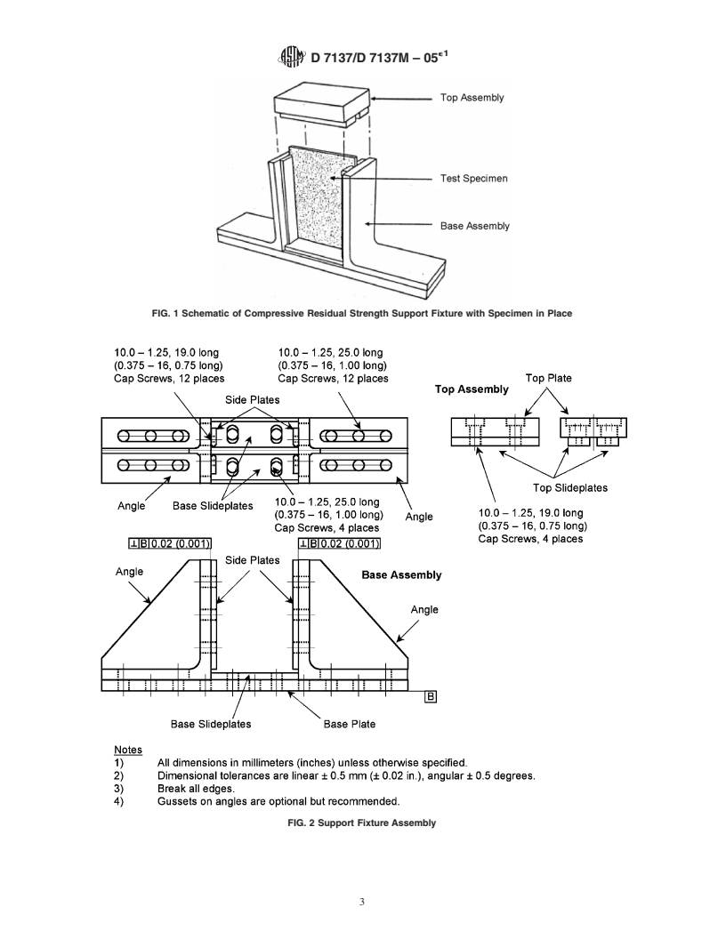 ASTM D7137/D7137M-05e1 - Standard Test Method for Compressive Residual Strength Properties of Damaged Polymer Matrix Composite Plates