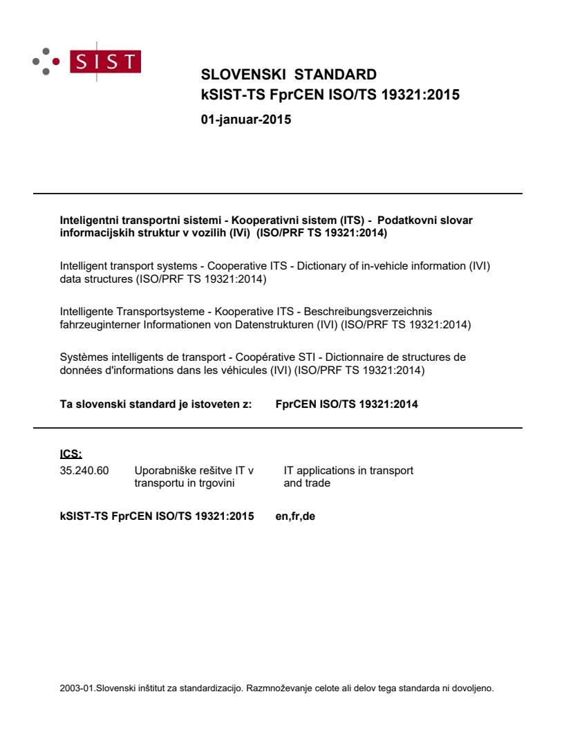 kTS FprCEN ISO/TS 19321:2015 - BARVE