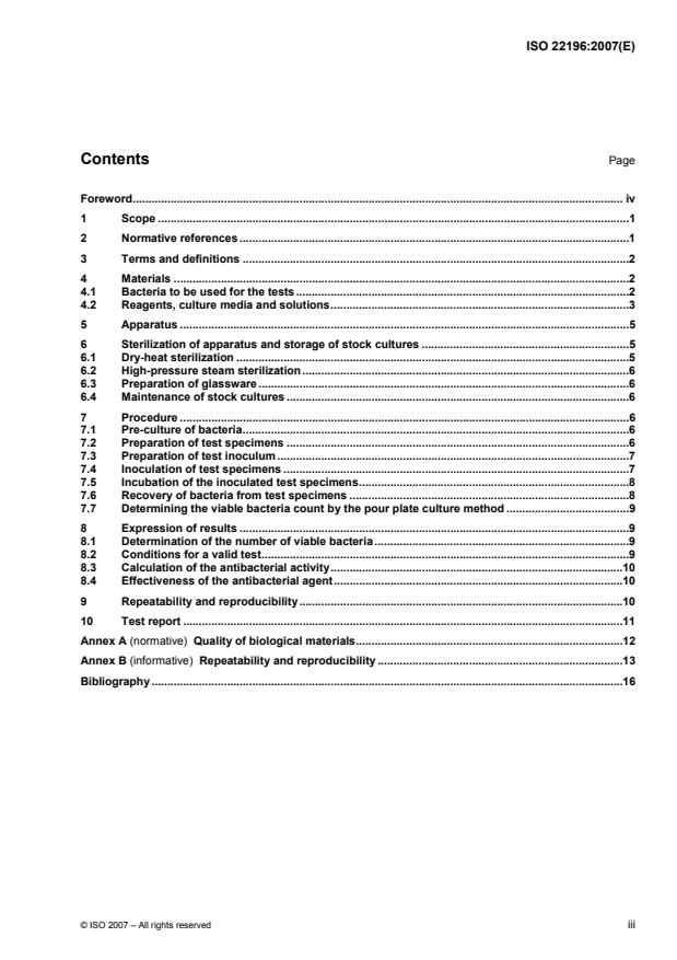 ISO 22196:2007 - Plastics -- Measurement of antibacterial activity on plastics surfaces