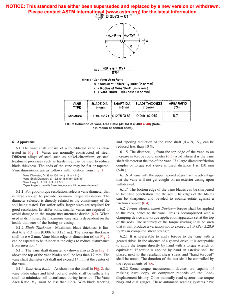 ASTM D2573-01e1 - Standard Test Method for Field Vane Shear Test in Cohesive Soil