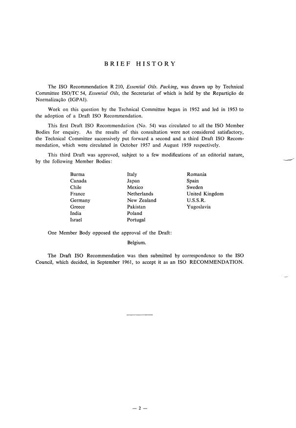ISO/R 210:1961 ISO/R 210:1961 - Essential oils -- Packing - Page 2 preview