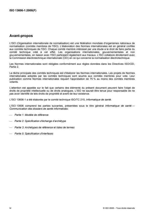 ISO 13606-1:2008 ISO 13606-1:2008 - Informatique de santé -- Communication du dossier de santé informatisé - Page 4 preview