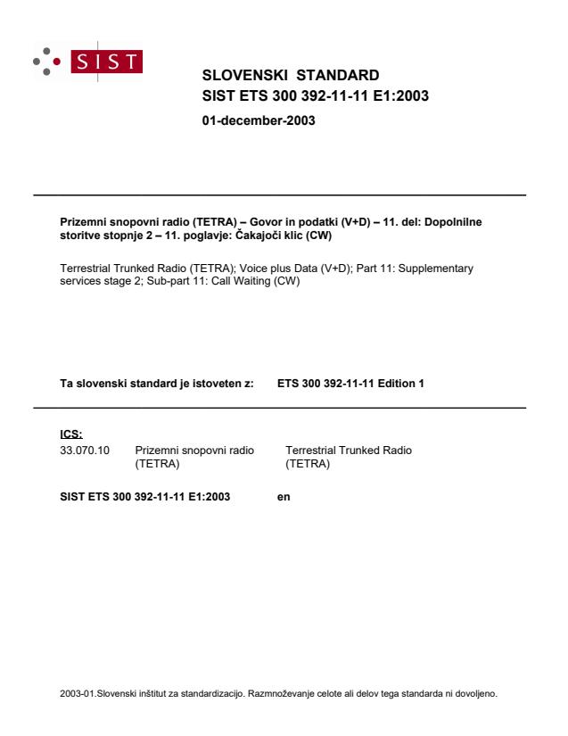 ETS 300 392-11-11 E1:2003