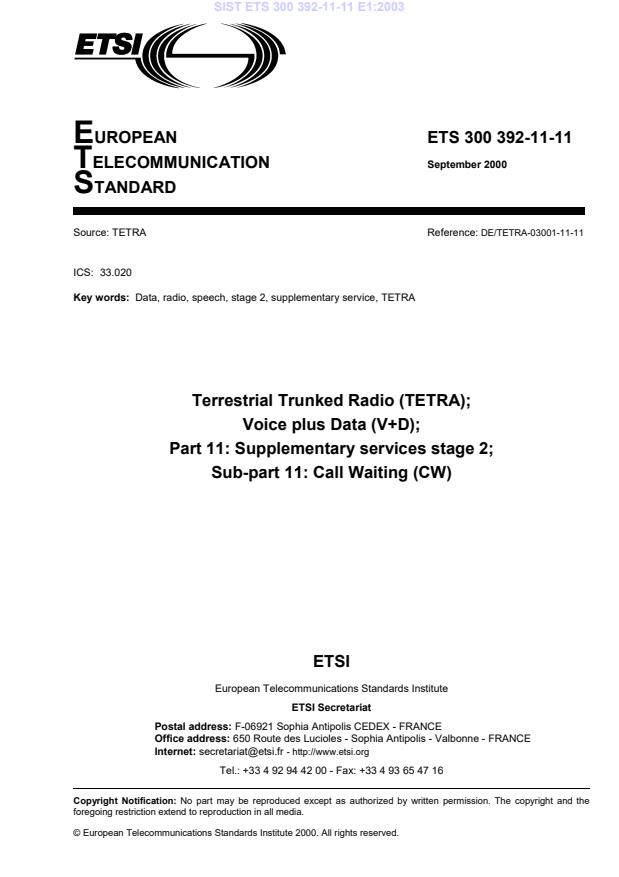 ETS 300 392-11-11 E1:2003