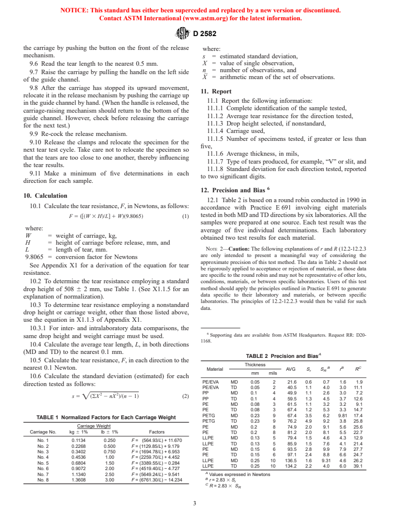 ASTM D2582-00 - Standard Test Method for Puncture-Propagation Tear Resistance of Plastic Film and Thin Sheeting