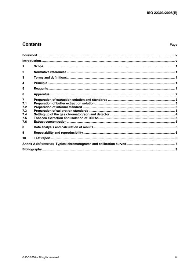 ISO 22303:2008 - Tobacco -- Determination of tobacco specific nitrosamines -- Method using buffer extraction