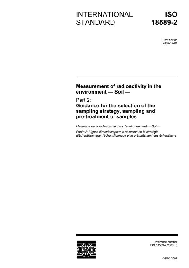 ISO 18589-2:2007 - Measurement of radioactivity in the environment -- Soil