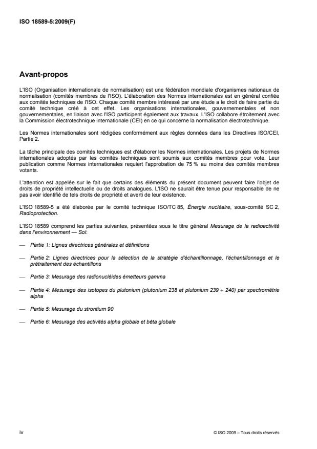 ISO 18589-5:2009 ISO 18589-5:2009 - Mesurage de la radioactivité dans l'environnement -- Sol - Page 4 preview