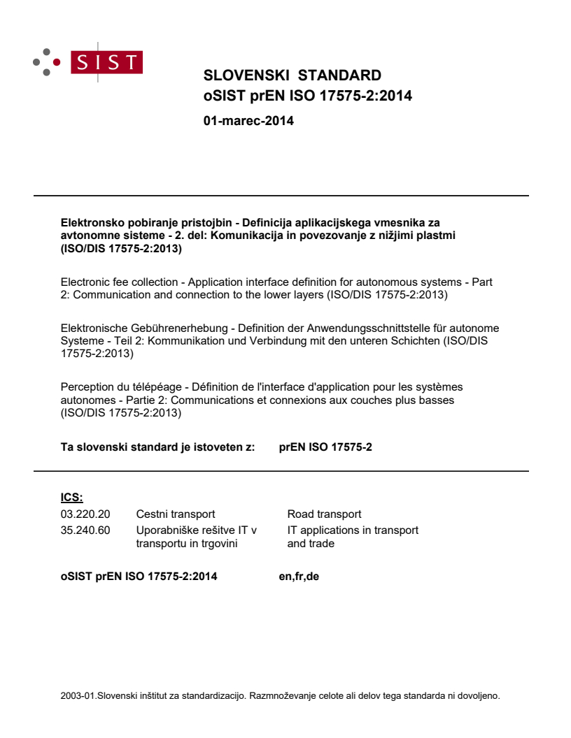 prEN ISO 17575-2:2014