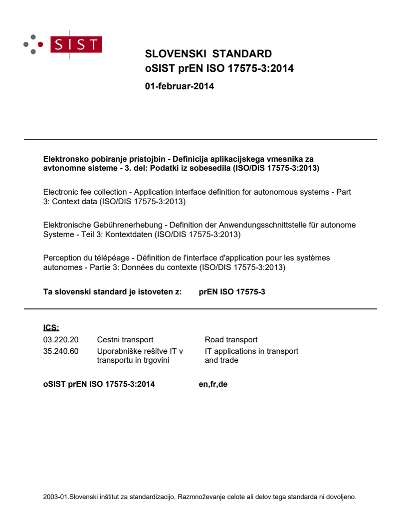 prEN ISO 17575-3:2014