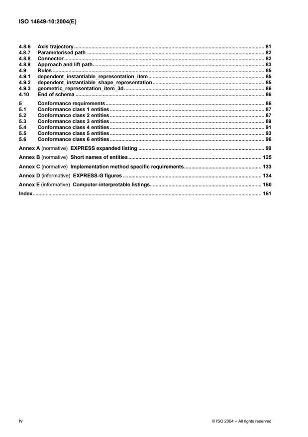 ISO 14649-10:2004 ISO 14649-10:2004 - Industrial automation systems and integration -- Physical device control -- Data model for computerized numerical controllers - Page 4 preview
