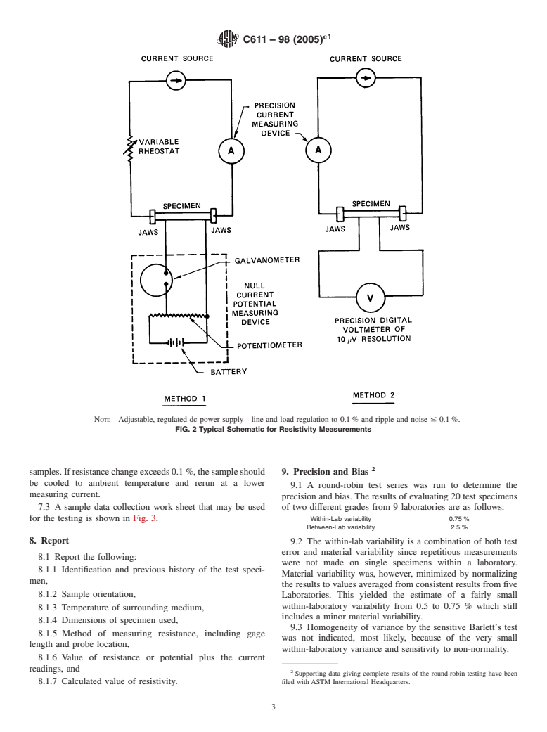 ASTM C611-98(2005)e1 - Standard Test Method for Electrical Resistivity of Manufactured Carbon and Graphite Articles at Room Temperature