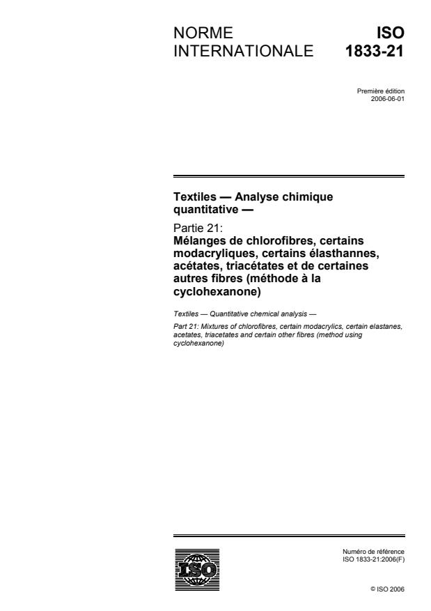 ISO 1833-21:2006 - Textiles -- Analyse chimique quantitative