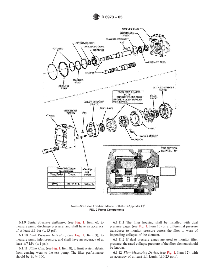 ASTM D6973-05 - Standard Test Method for Indicating Wear Characteristics of Petroleum Hydraulic Fluids in a High Pressure Constant Volume Vane Pump