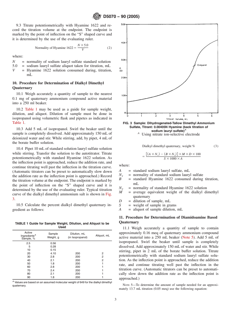 ASTM D5070-90(2005) - Standard Test Method for Synthetic Quaternary Ammonium Salts in Fabric Softeners by Potentiometric Titrations