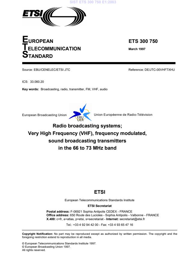 ETS 300 750 E1:2003