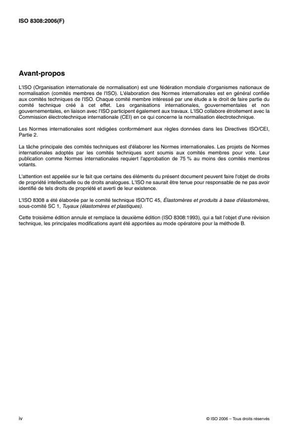ISO 8308:2006 ISO 8308:2006 - Tuyaux et tubes en caoutchouc et en plastique -- Détermination de la transmission des liquides a travers les parois des tuyaux et des tubes - Page 4 preview