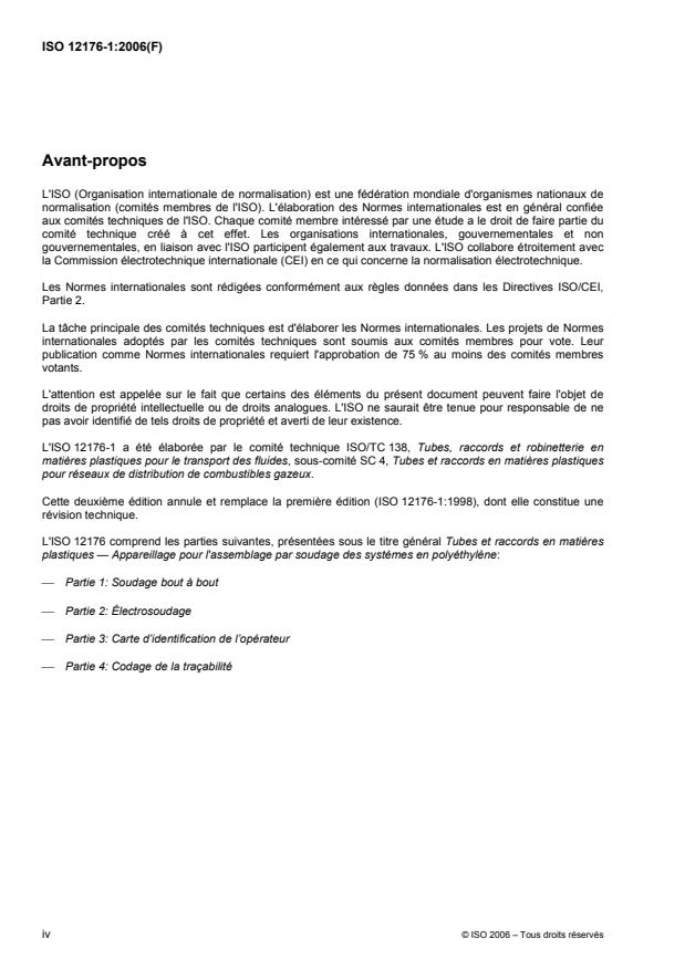 ISO 12176-1:2006 ISO 12176-1:2006 - Tubes et raccords en matieres plastiques -- Appareillage pour l'assemblage par soudage des systemes en polyéthylene - Page 4 preview