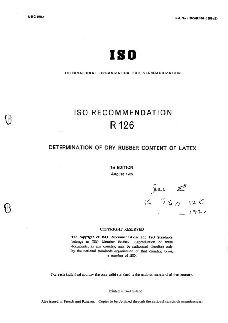 Iso R128 ISO/R 126:1959 - Title missing - Legacy paper document
