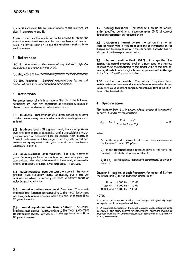 ISO 226:1987 ISO 226:1987 - Acoustics -- Normal equal-loudness level contours - Page 4 preview