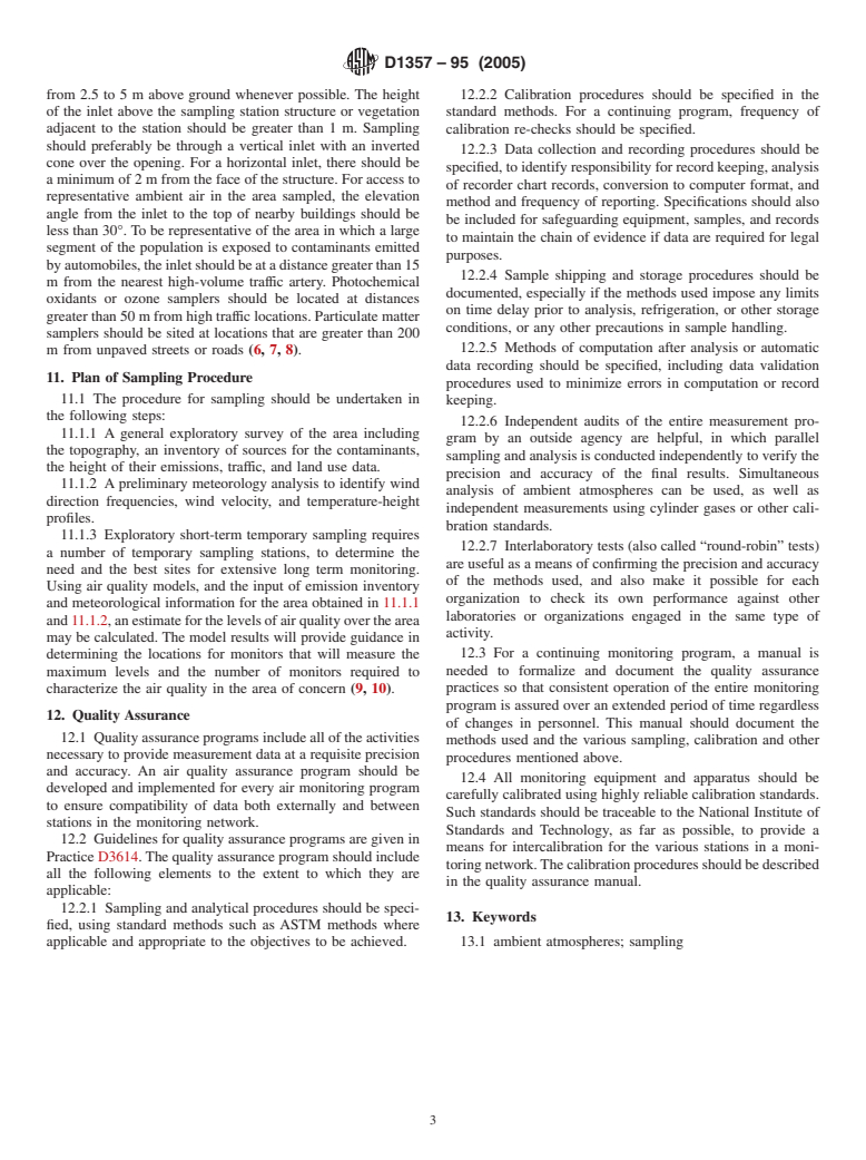 ASTM D1357-95(2005) - Standard Practice for Planning the Sampling of the Ambient Atmosphere