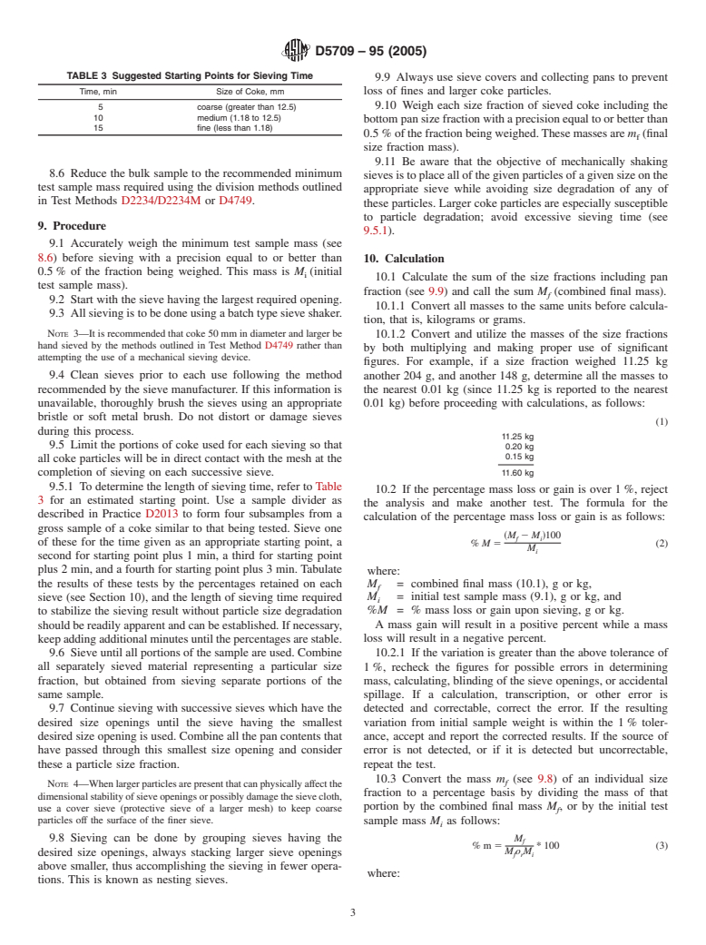 ASTM D5709-95(2005) - Standard Test Method for Sieve Analysis of Petroleum Coke