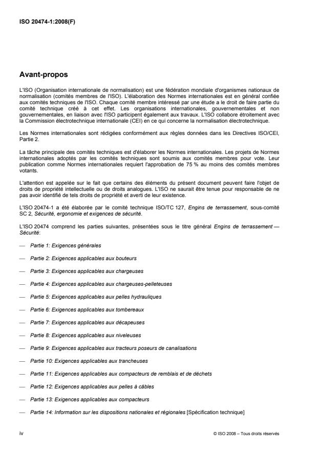 ISO 20474-1:2008 ISO 20474-1:2008 - Engins de terrassement -- Sécurité - Page 4 preview