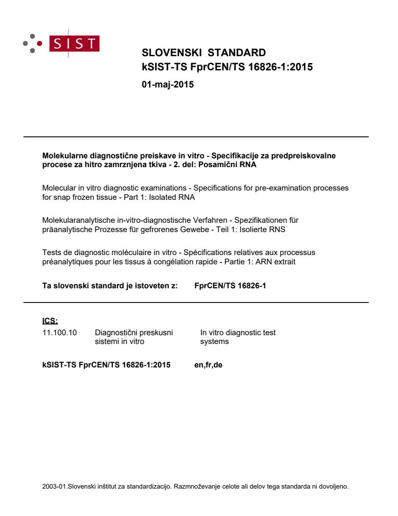 kTS FprCEN/TS 16826-1:2015 - BARVE