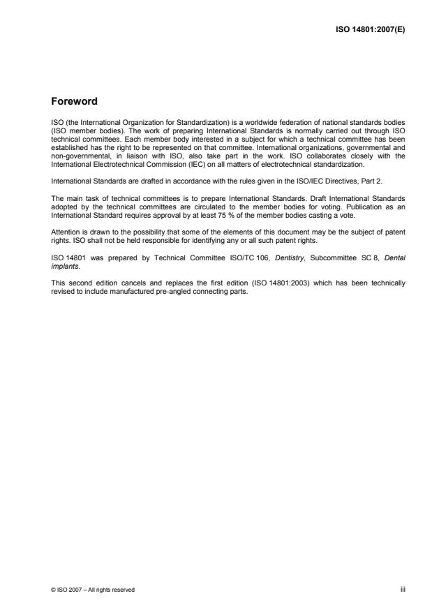 ISO 14801:2007 - Dentistry -- Implants -- Dynamic fatigue test for endosseous dental implants