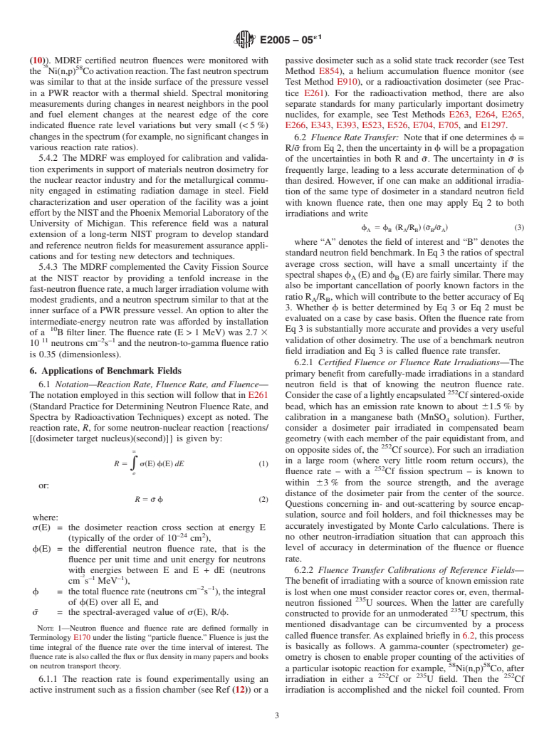 ASTM E2005-05e1 - Standard Guide for Benchmark Testing of Reactor Dosimetry in Standard and Reference Neutron Fields