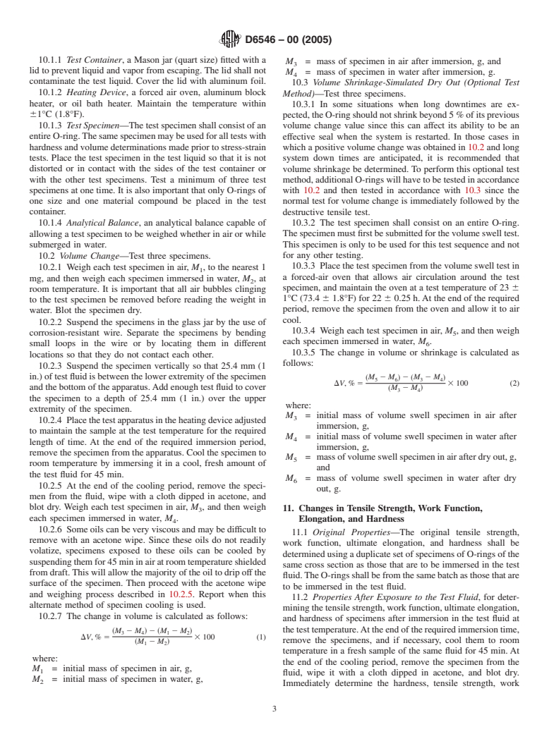 ASTM D6546-00(2005) - Standard Test Methods for and Suggested Limits for Determining Compatibility of Elastomer Seals for Industrial Hydraulic Fluid Applications