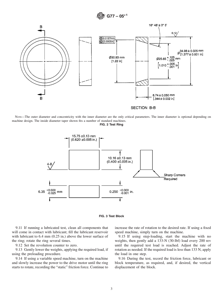 ASTM G77-05e1 - Standard Test Method for Ranking Resistance of Materials to Sliding Wear Using Block-on-Ring Wear Test