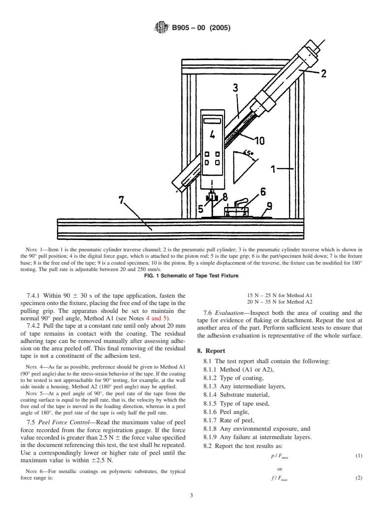 ASTM B905-00(2005) - Standard Test Methods for Assessing the Adhesion of Metallic and Inorganic Coatings by the Mechanized Tape Test