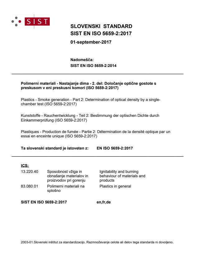 EN ISO 5659-2:2017 - BARVE