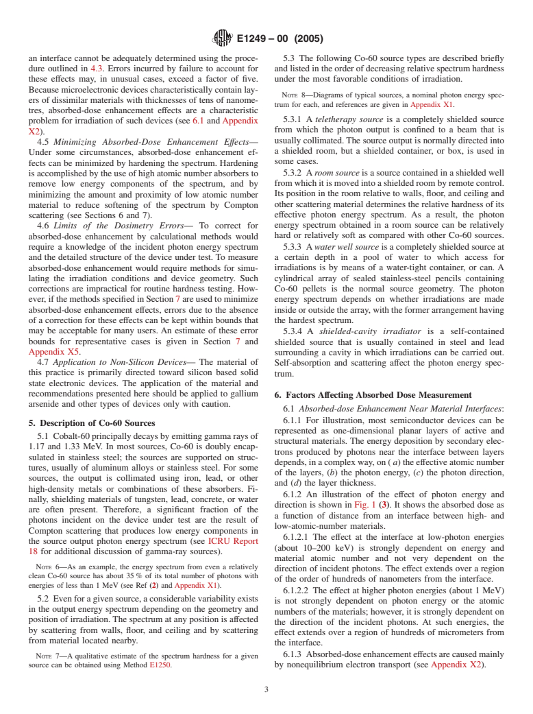 ASTM E1249-00(2005) - Standard Practice for Minimizing Dosimetry Errors in Radiation Hardness Testing of Silicon Electronic Devices Using Co-60 Sources