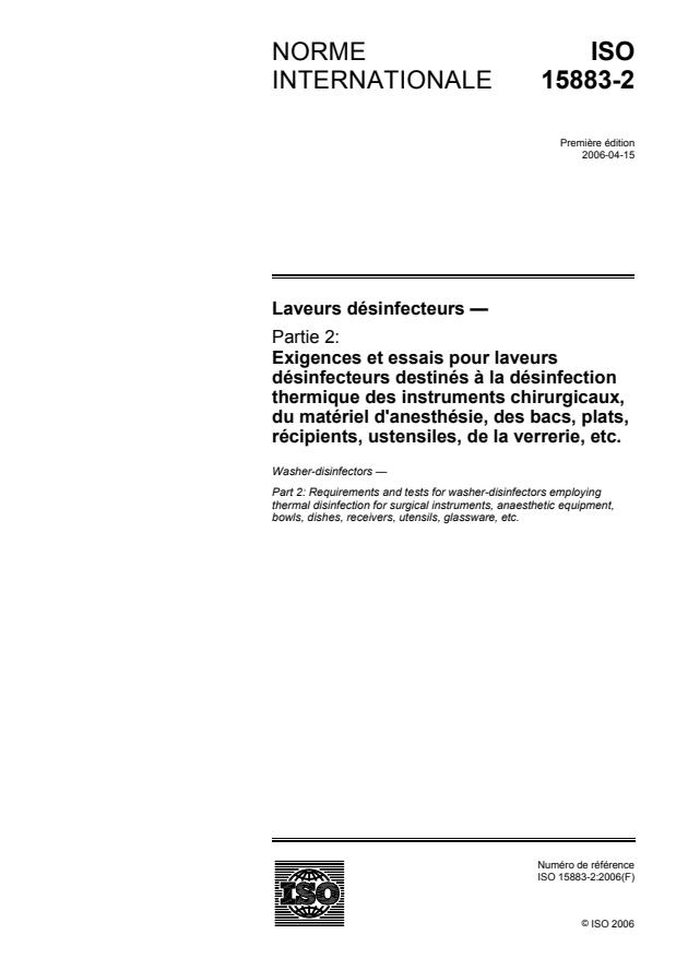 ISO 15883-2:2006 - Laveurs désinfecteurs