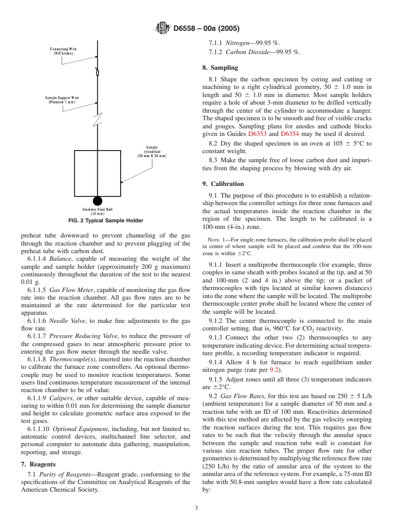 ASTM D6558-00a(2005) - Standard Test Method for Determination of TGA CO<inf>2</inf> Reactivity of Baked Carbon Anodes and Cathode Blocks