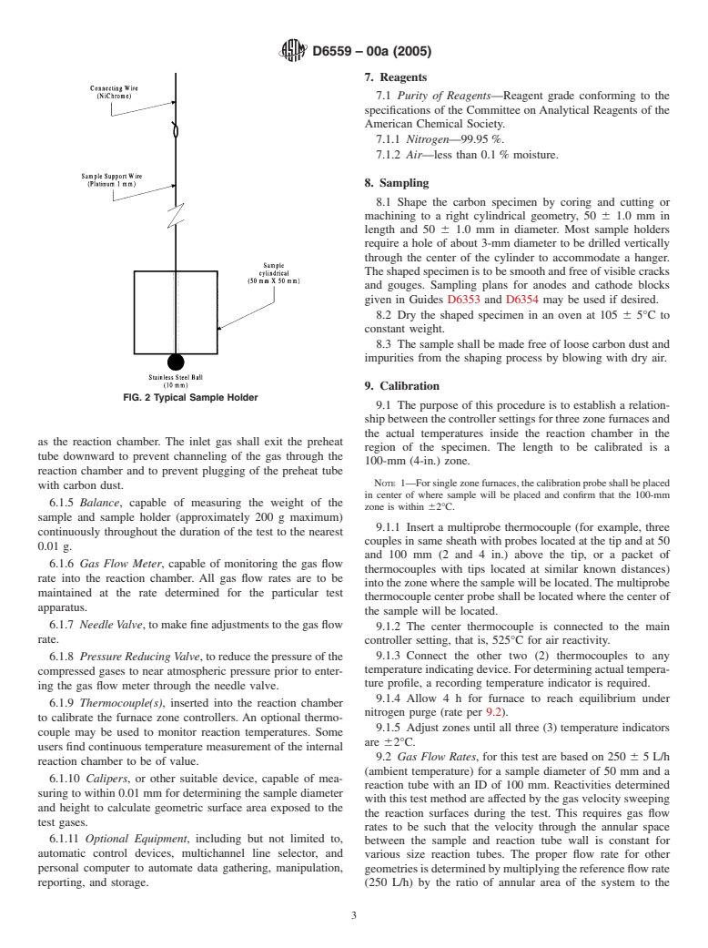 ASTM D6559-00a(2005) - Standard Test Method for Determination of Thermogravimetric (TGA) Air Reactivity of Baked Carbon Anodes and Cathode Blocks