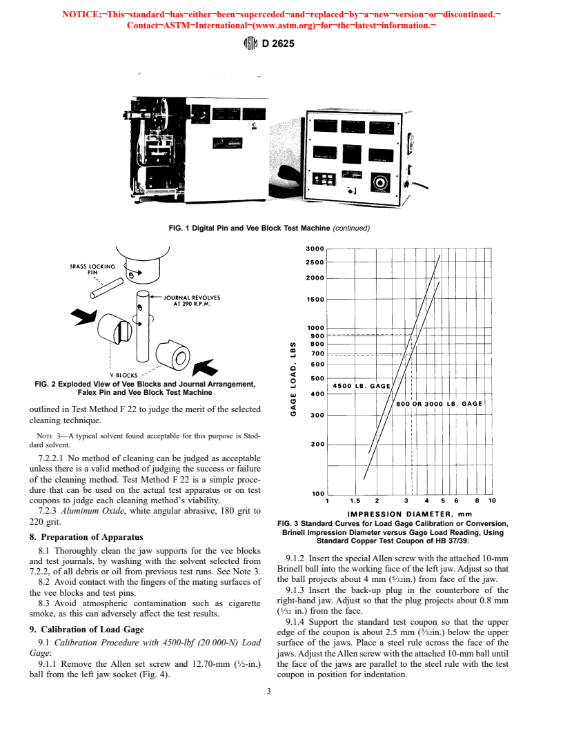 ASTM D2625-94(1998) - Standard Test Method for Endurance (Wear) Life and Load-Carrying Capacity of Solid Film Lubricants (Falex Pin and Vee Method)