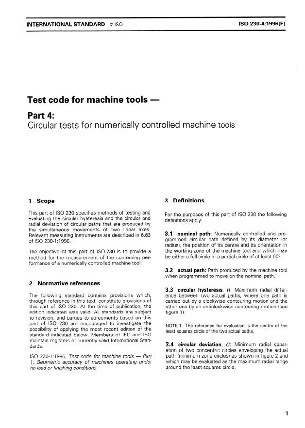 ISO 230-4:1996 - Test code for machine tools