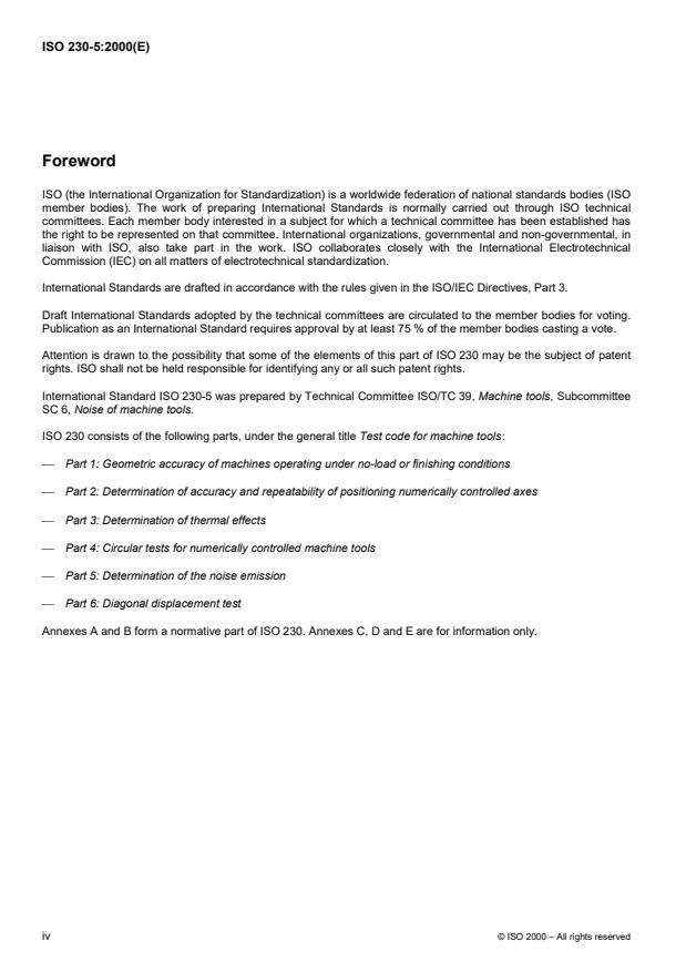 ISO 230-5:2000 ISO 230-5:2000 - Test code for machine tools - Page 4 preview